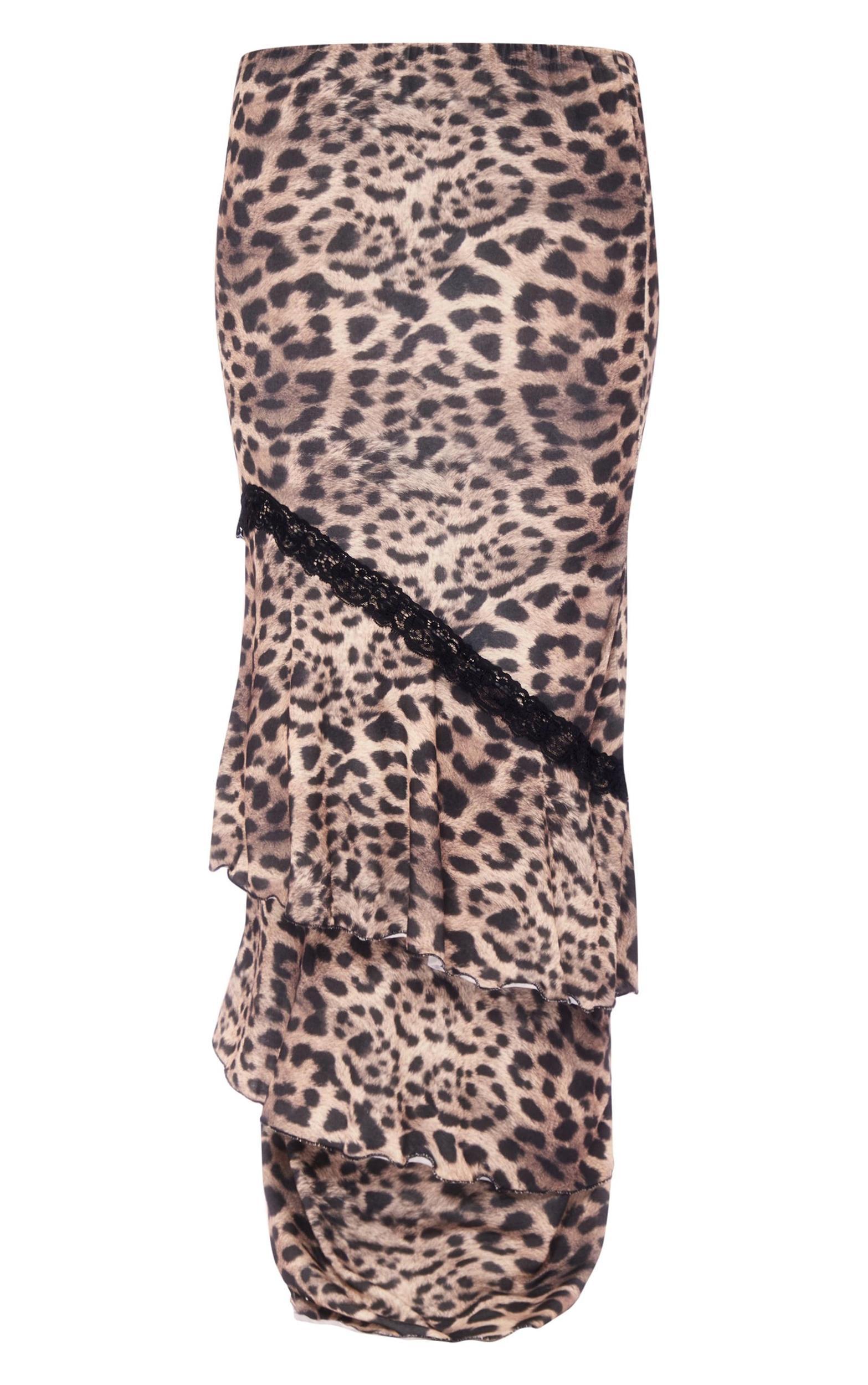 Leopard Print Layered Low Rise Maxi Skirt Product Image