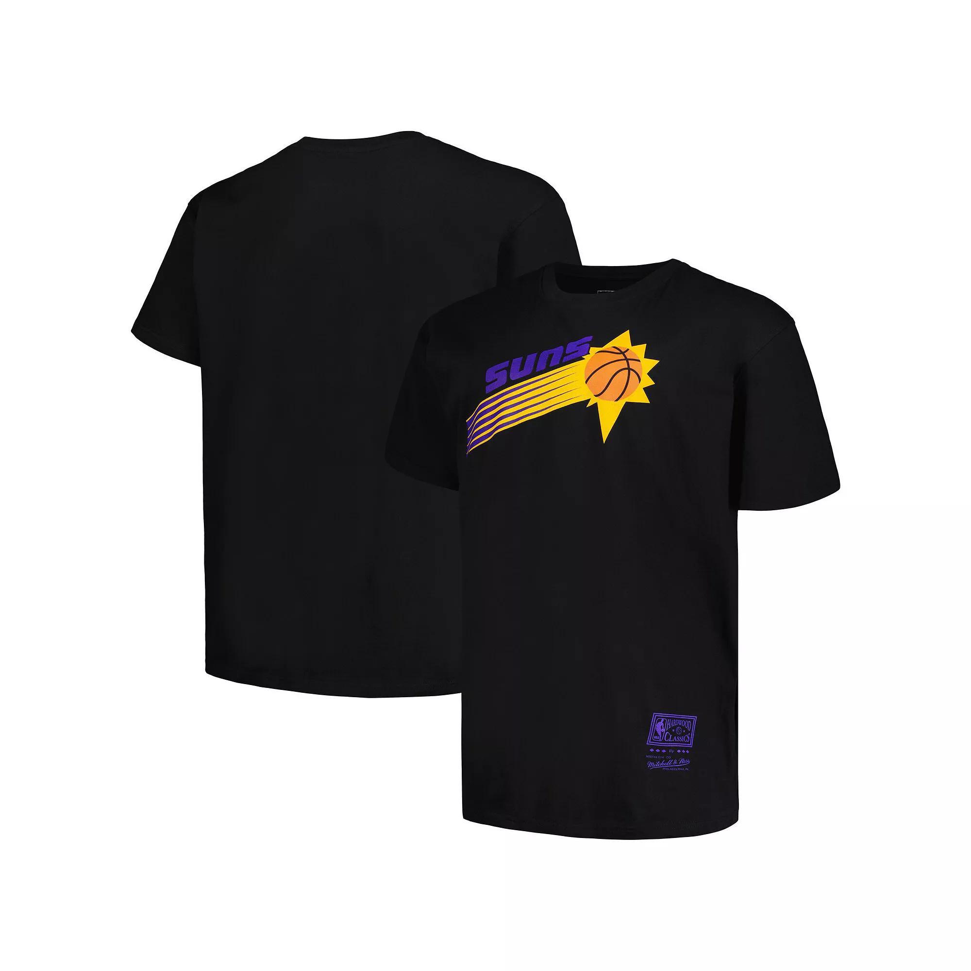 Men's Mitchell & Ness Black Phoenix Suns Big & Tall Hardwood Classics Vintage Logo T-Shirt,  Product Image