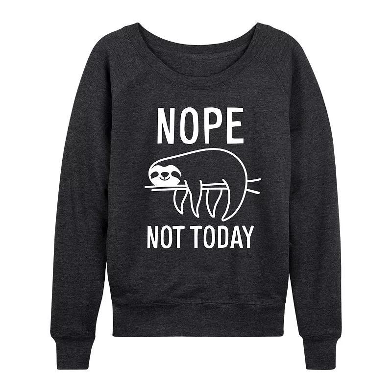 Plus Size Nope Not Today Sloth French Terry Long Sleeve Tee, Women's, Size: 4XL, Heather Grey Product Image