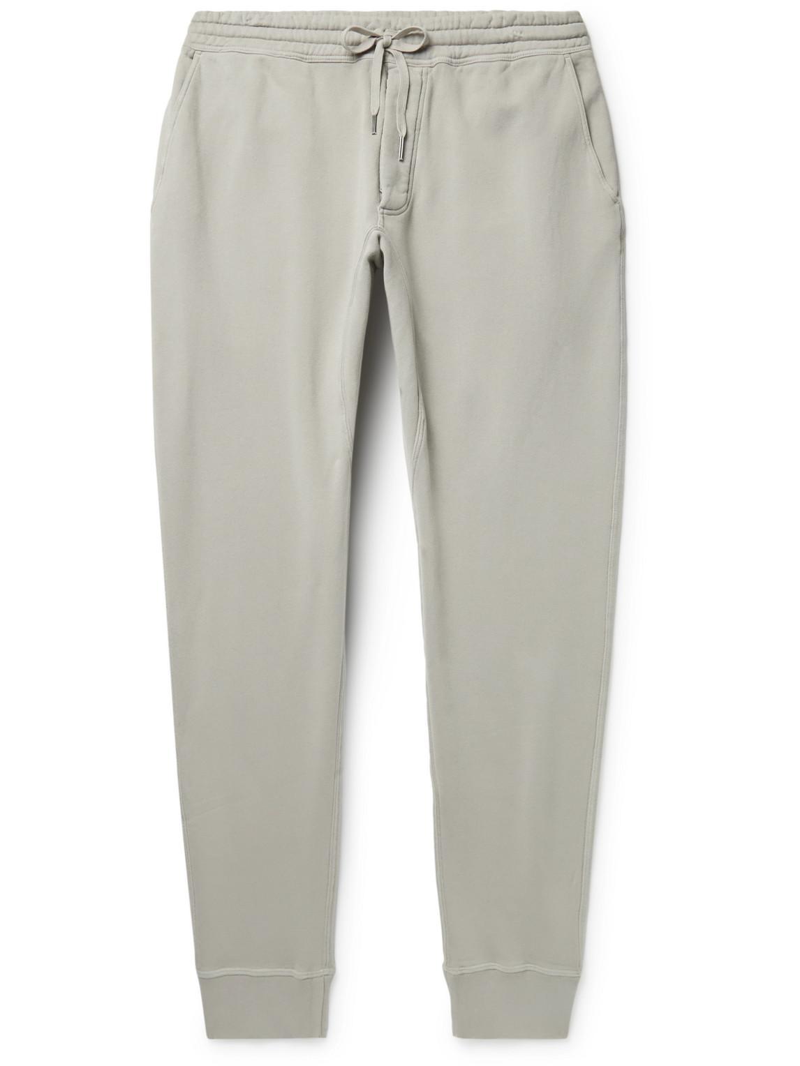 TOM FORD Tapered Garment-dyed Cotton-jersey Sweatpants In Neutrals Product Image