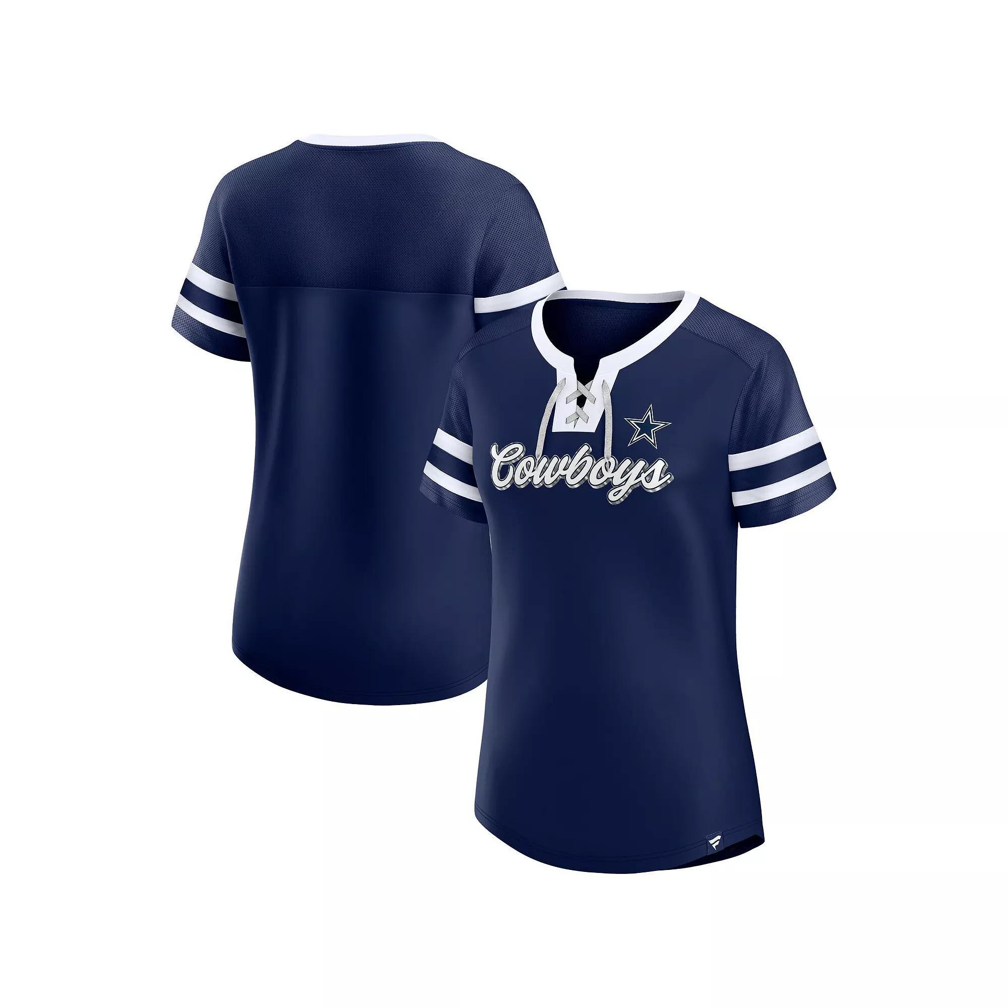 Women's Fanatics Branded Navy Dallas Cowboys Original State Lace-Up T-Shirt, Size: XS, Blue Product Image