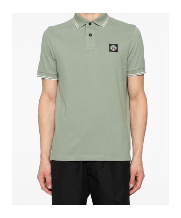 STONE ISLAND Short-sleeved Polo Shirt In Green Product Image