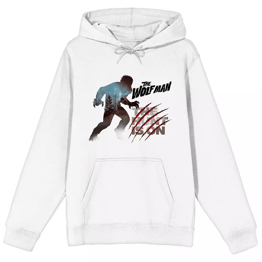 Men's Universal Monsters Wolfman The Hunt Is On Graphic Hoodie, Size: XXL, White Product Image