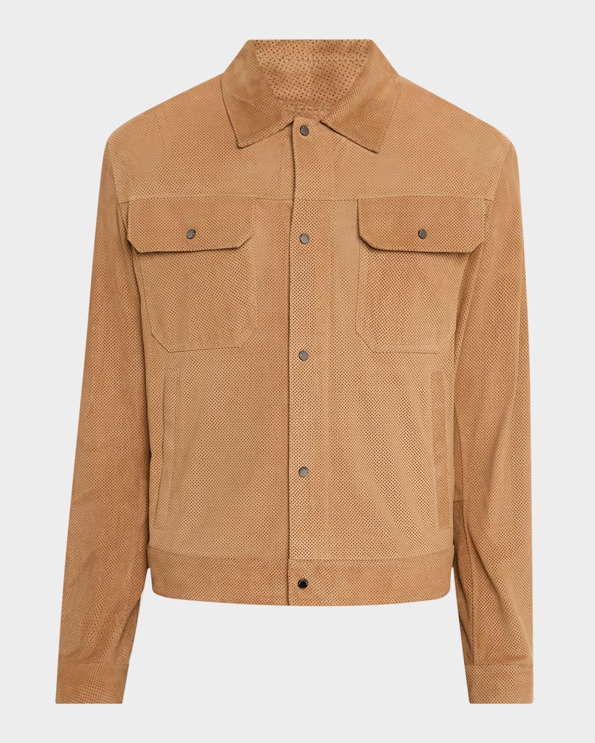Men's Perforated Suede Trucker Jacket Product Image