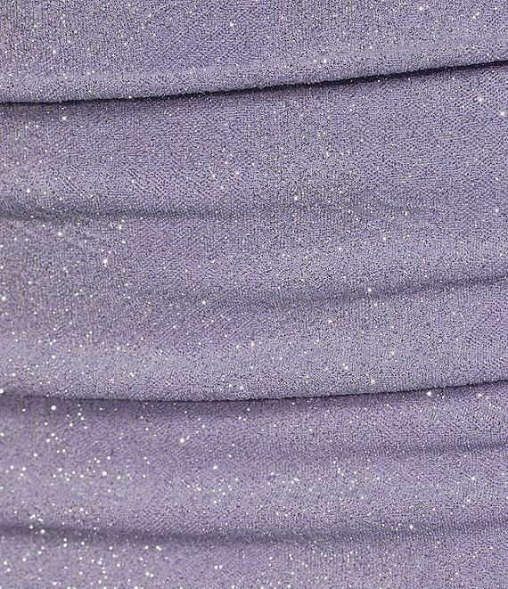 Midnight Doll V-Neck Pattern Glitter Knit Shirred Bodycon Dress Product Image