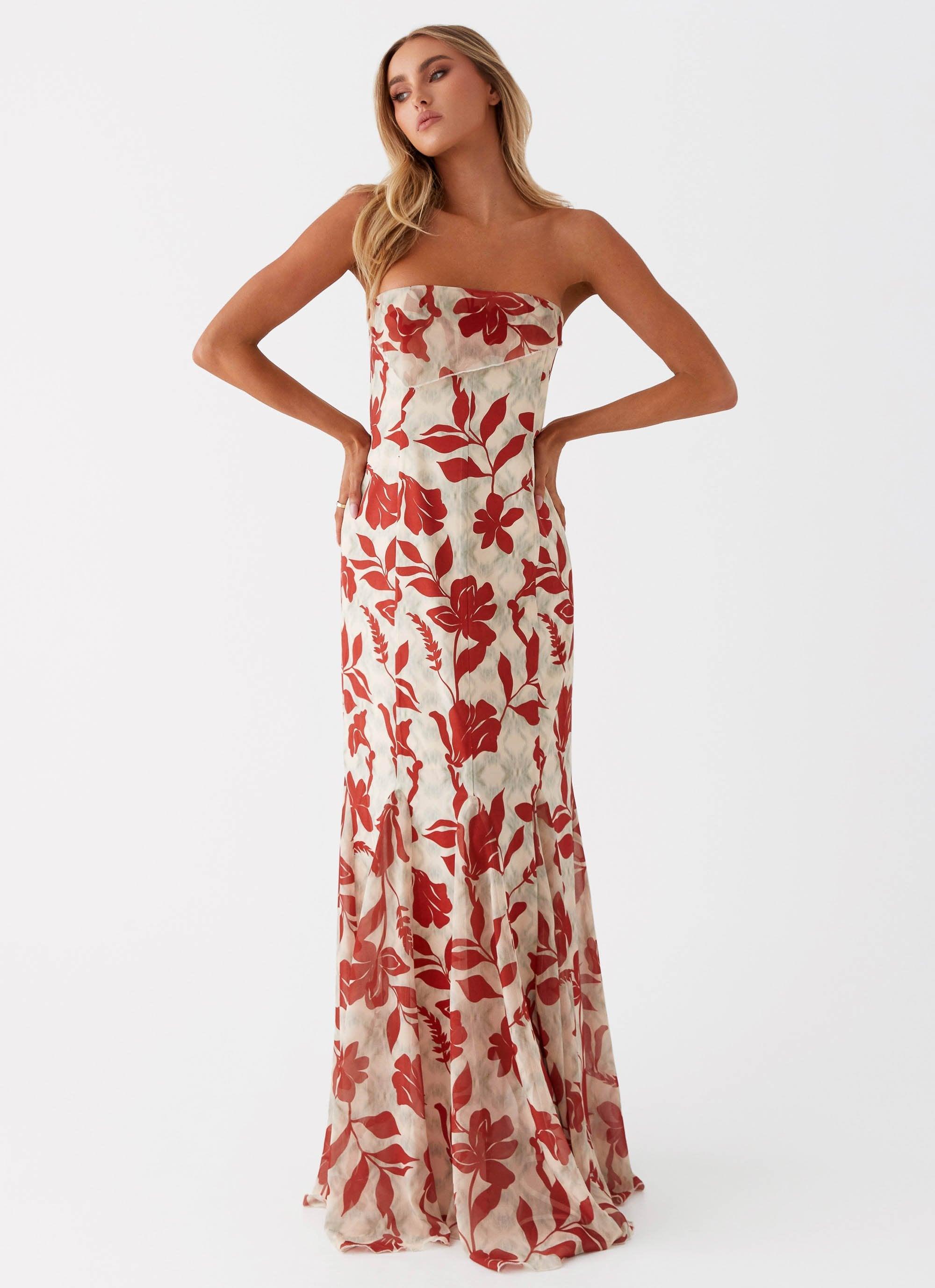 Willa Maxi Dress - Red Green Floral Product Image