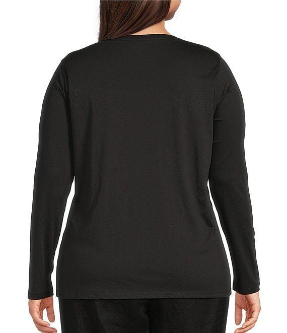 Eileen Fisher Plus Organic Cotton Jersey Knit Round Neck Long Sleeve Top Product Image