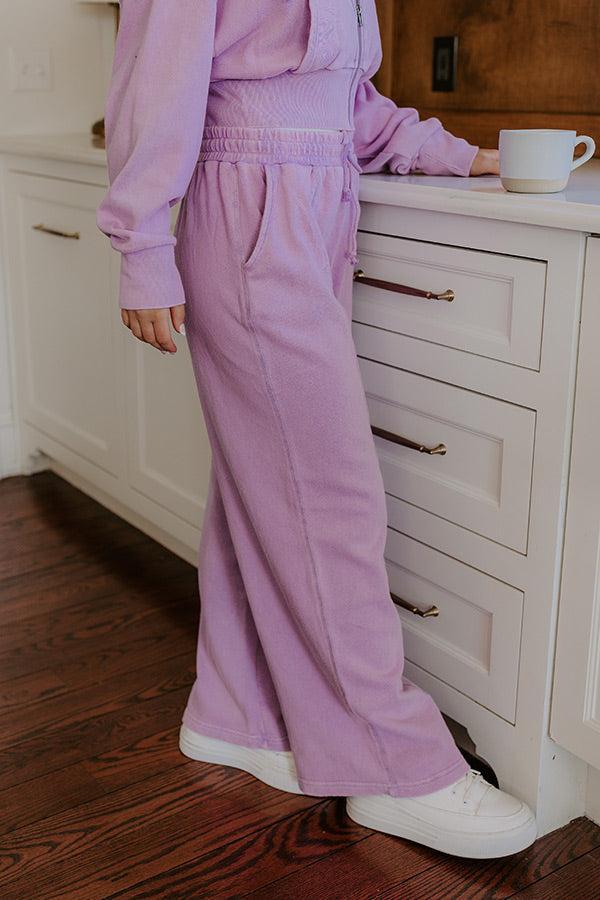 Road Trip Ready High Waist Vintage Wash Pants in Dusty Purple Product Image