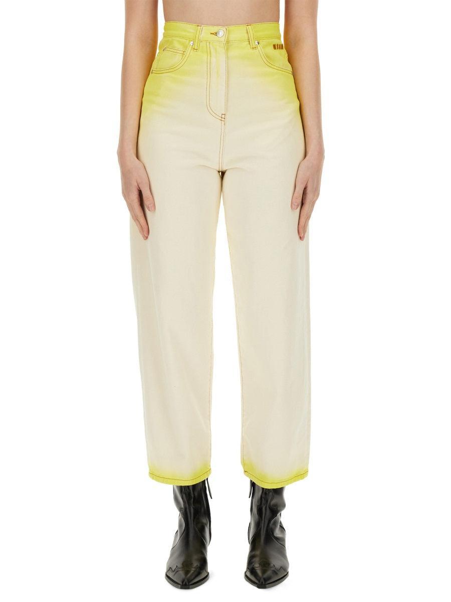 MSGM Cotton Jeans In Yellow Product Image