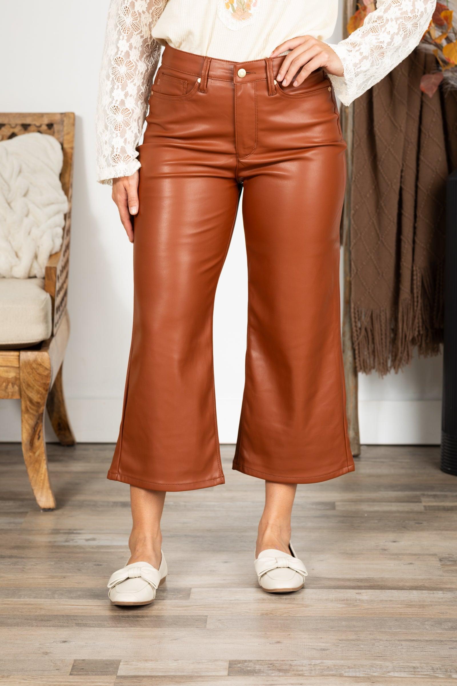 Judy Blue Tummy Control Faux Leather Crop Pant Product Image