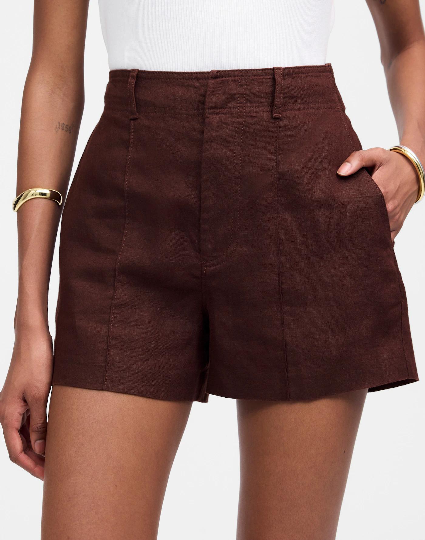 Pintucked Shorts in 100% Linen Product Image