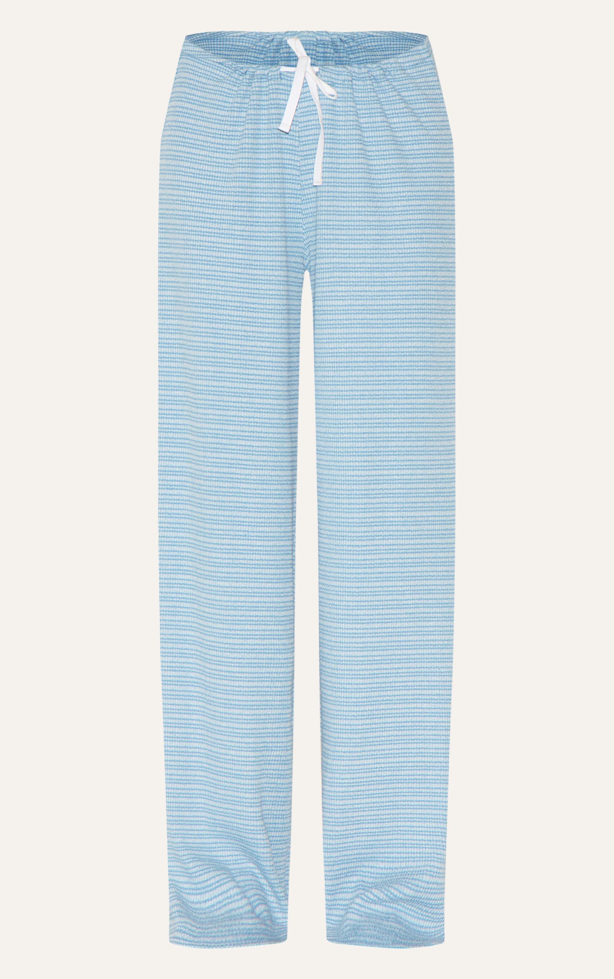 Blue Striped Contrast Drawstring Slouchy Pants Product Image