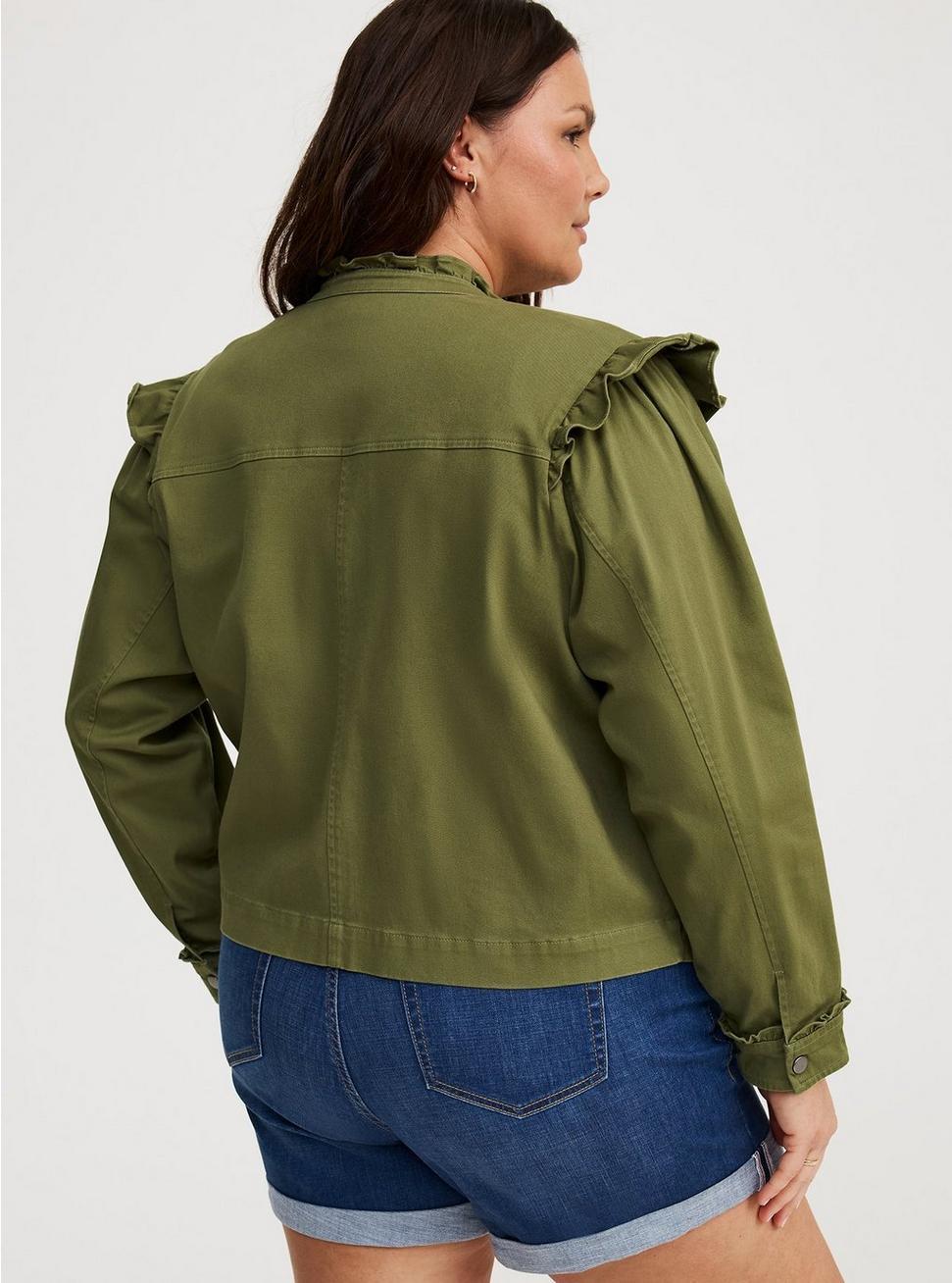 Lightweight Twill Ruffle Utility Jacket Product Image