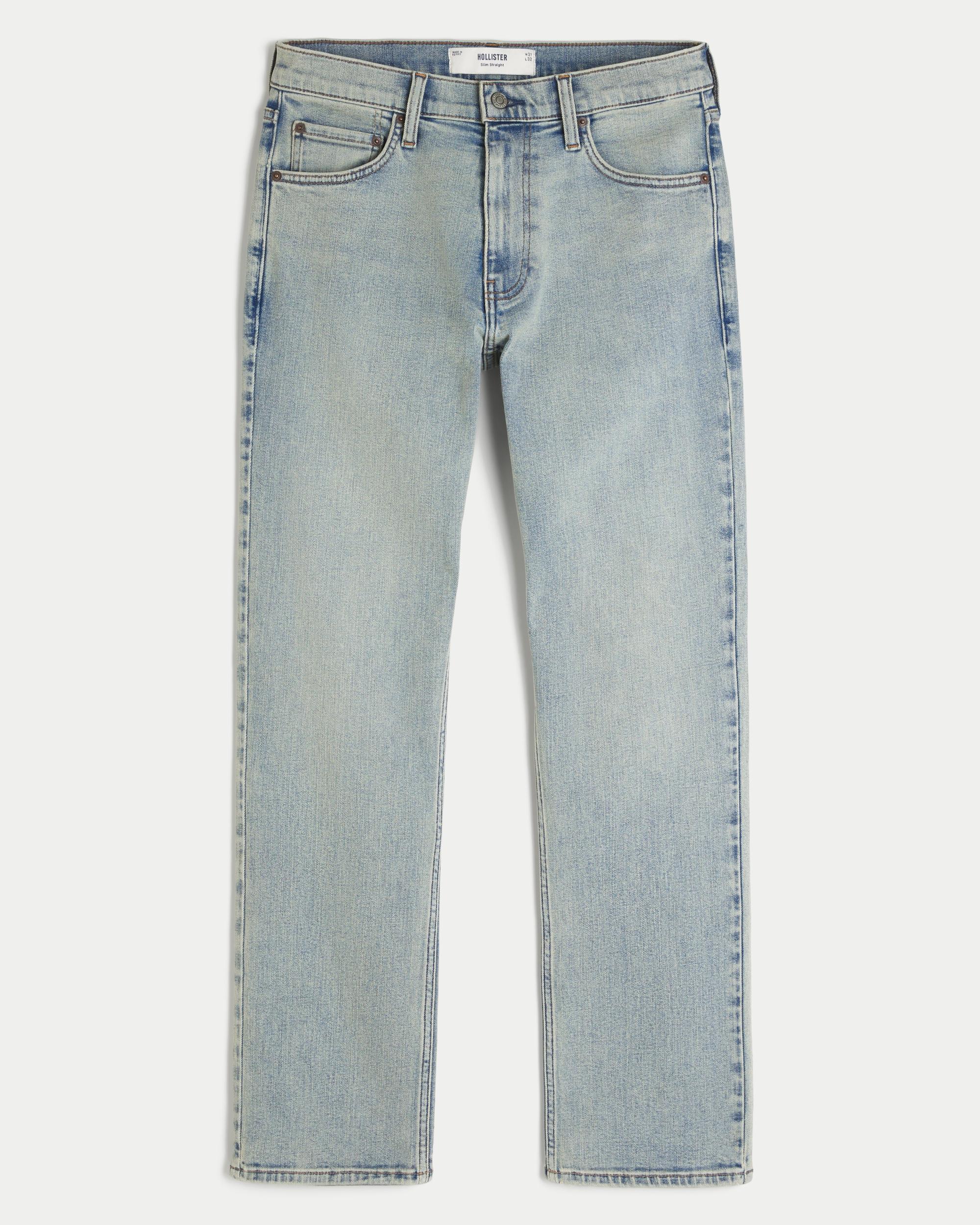 Light Wash Slim Straight Jeans Product Image