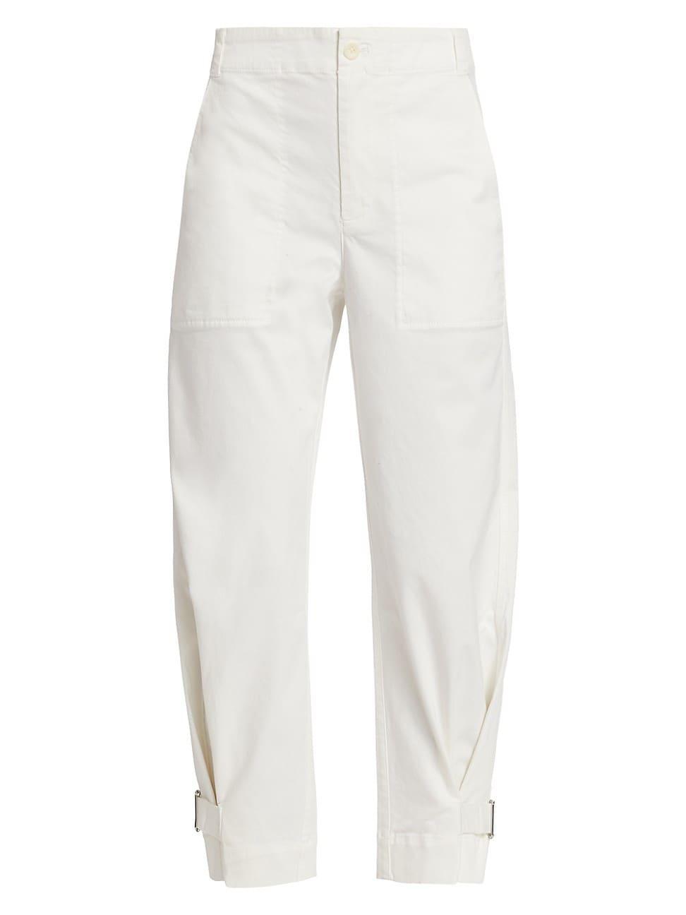 Womens Cotton Twill Tapered Crop Pants Product Image