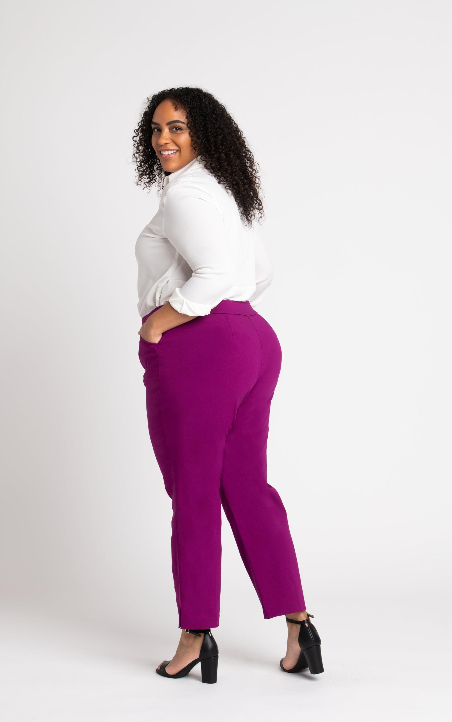 Roz & Ali™ Superstretch Magenta Pull On Ankle Pants - Plus Product Image