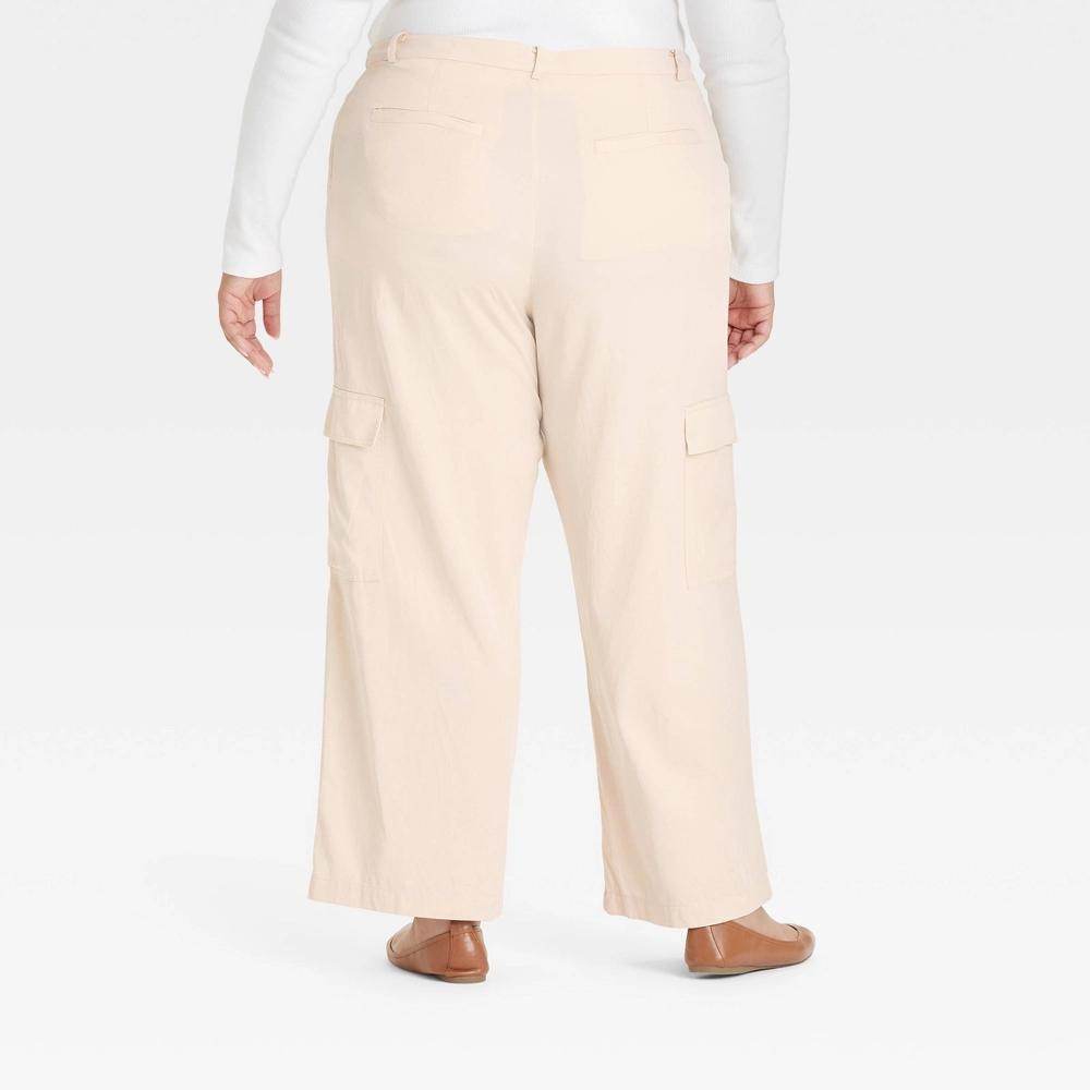 Womens High-Rise Straight Leg Cargo Pants - Universal Thread Cream 28 Product Image