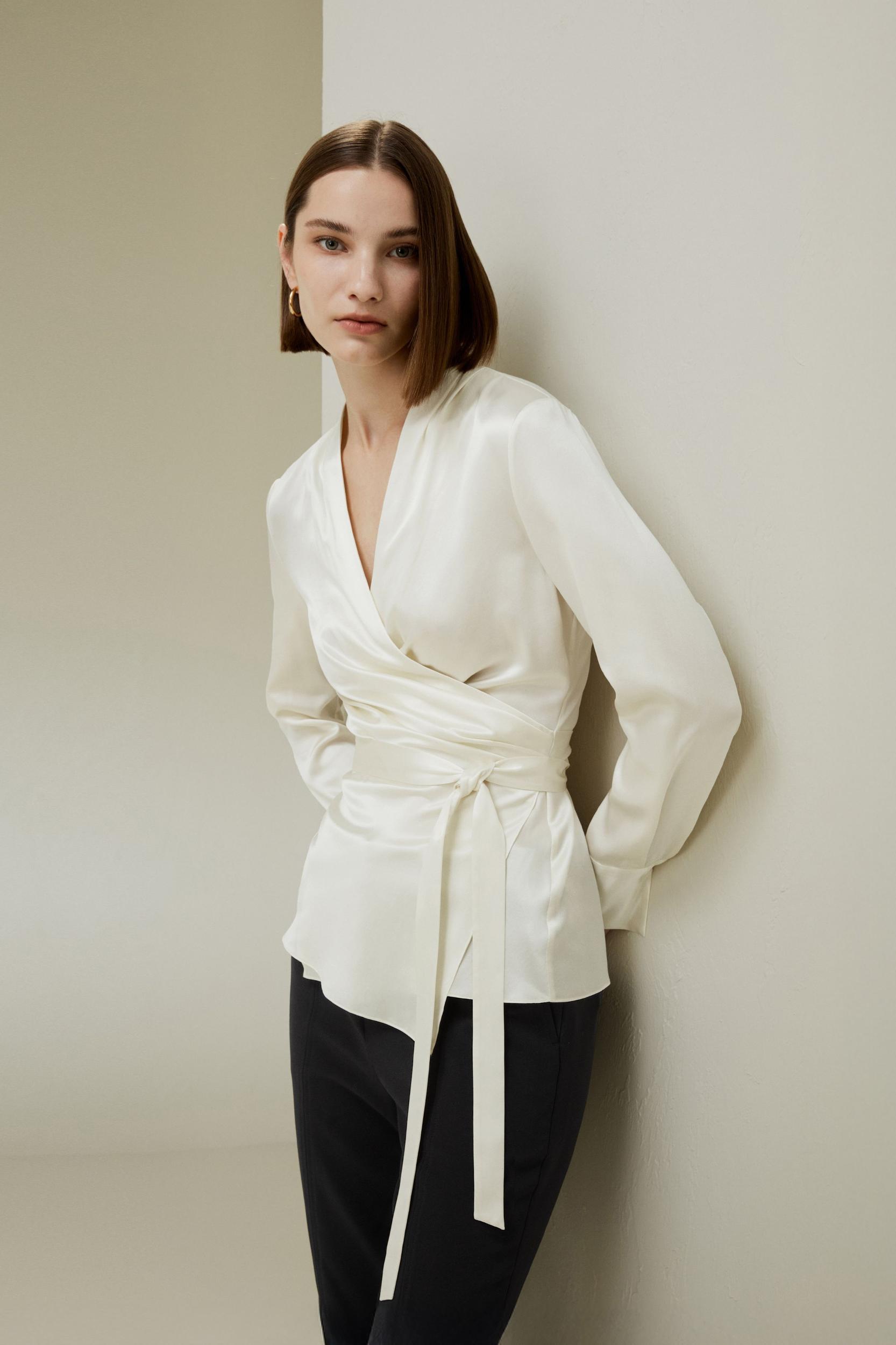 Silk Wrap Blouse Product Image