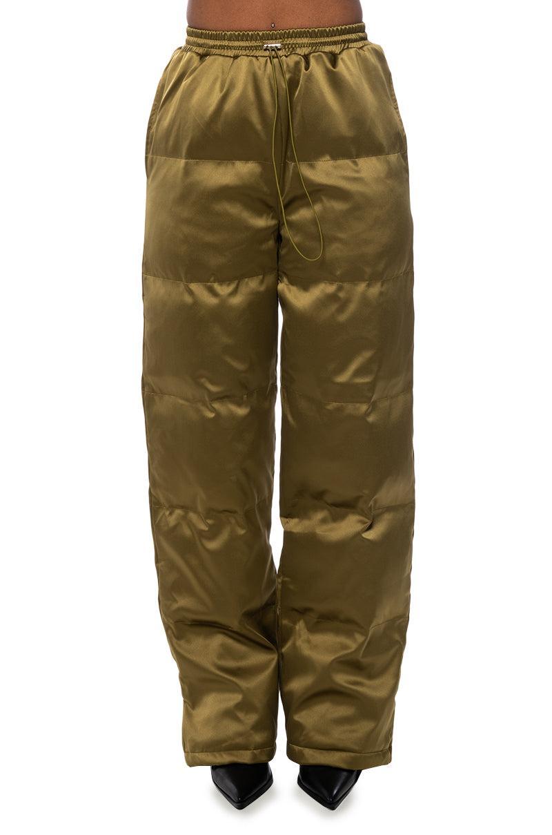 PUT U ON WIDE LEG SATIN PUFFER PANT Product Image