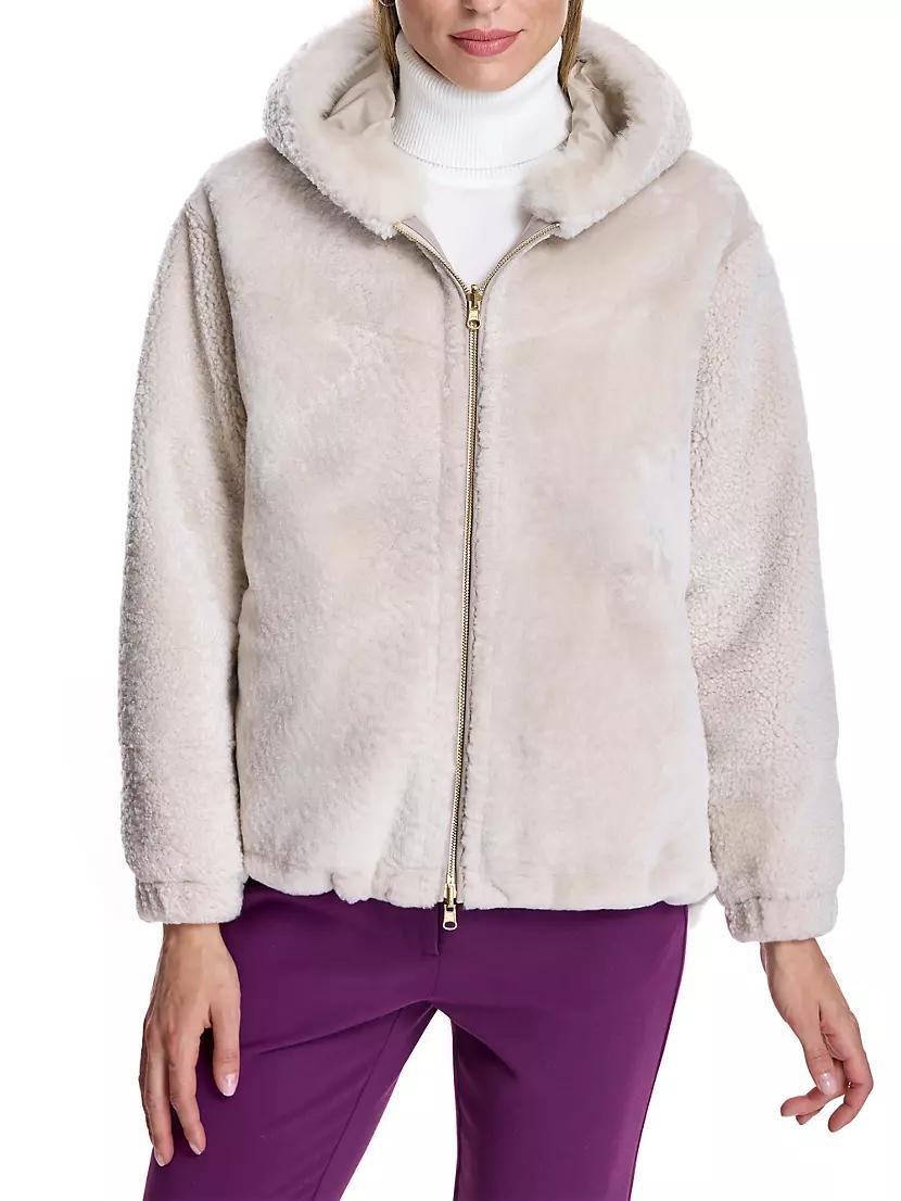 Reversible Hooded Shearling Jacket Product Image