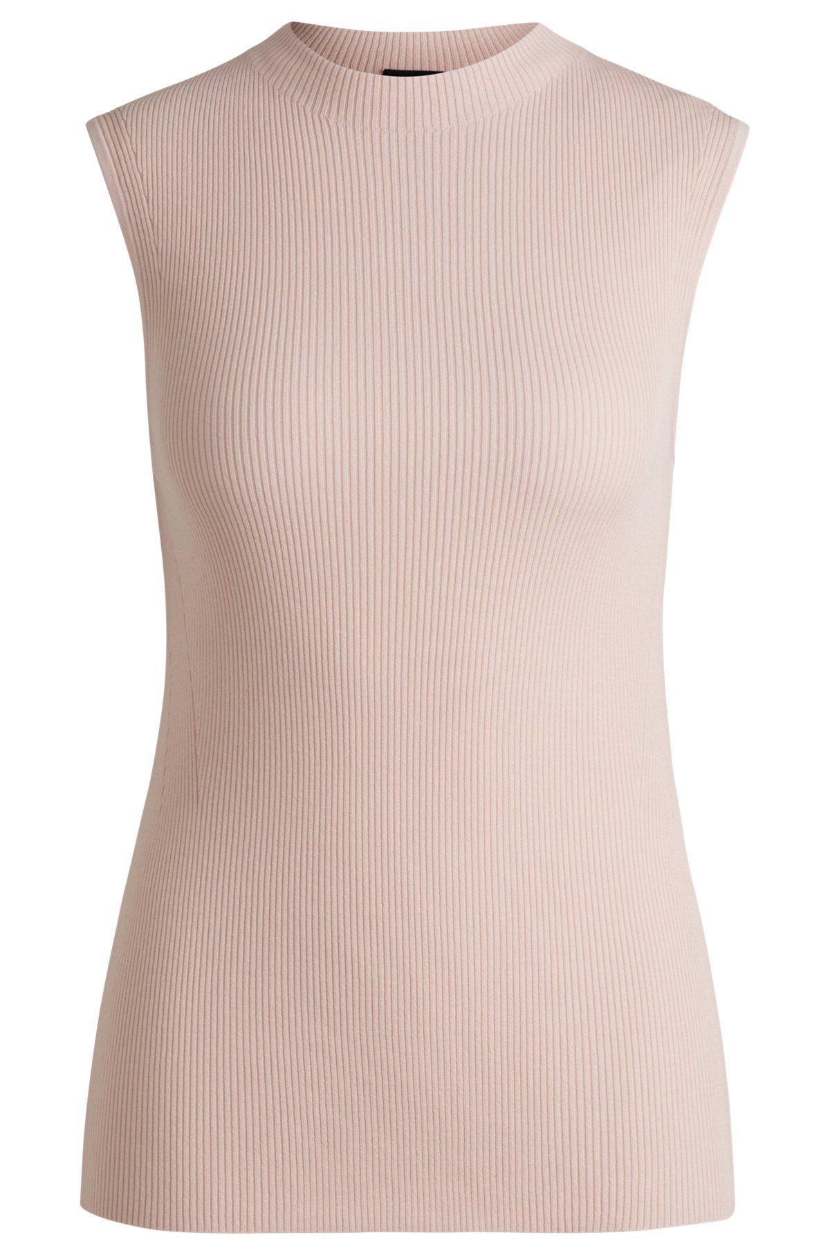 Ribbed-knit top with mock neckline Product Image