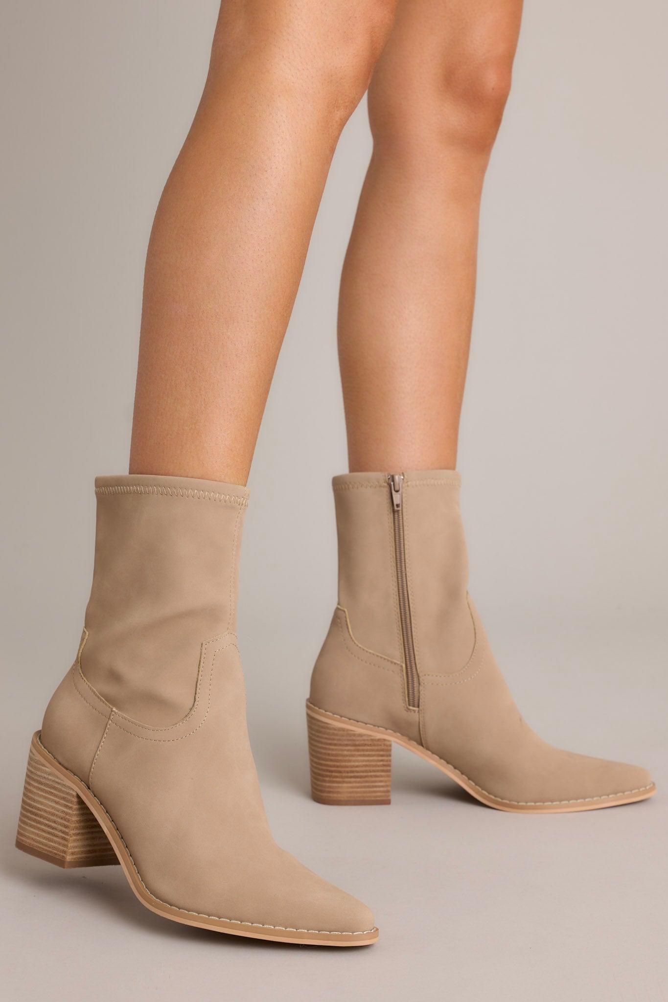 Stride In Style Taupe Ankle Boots Product Image