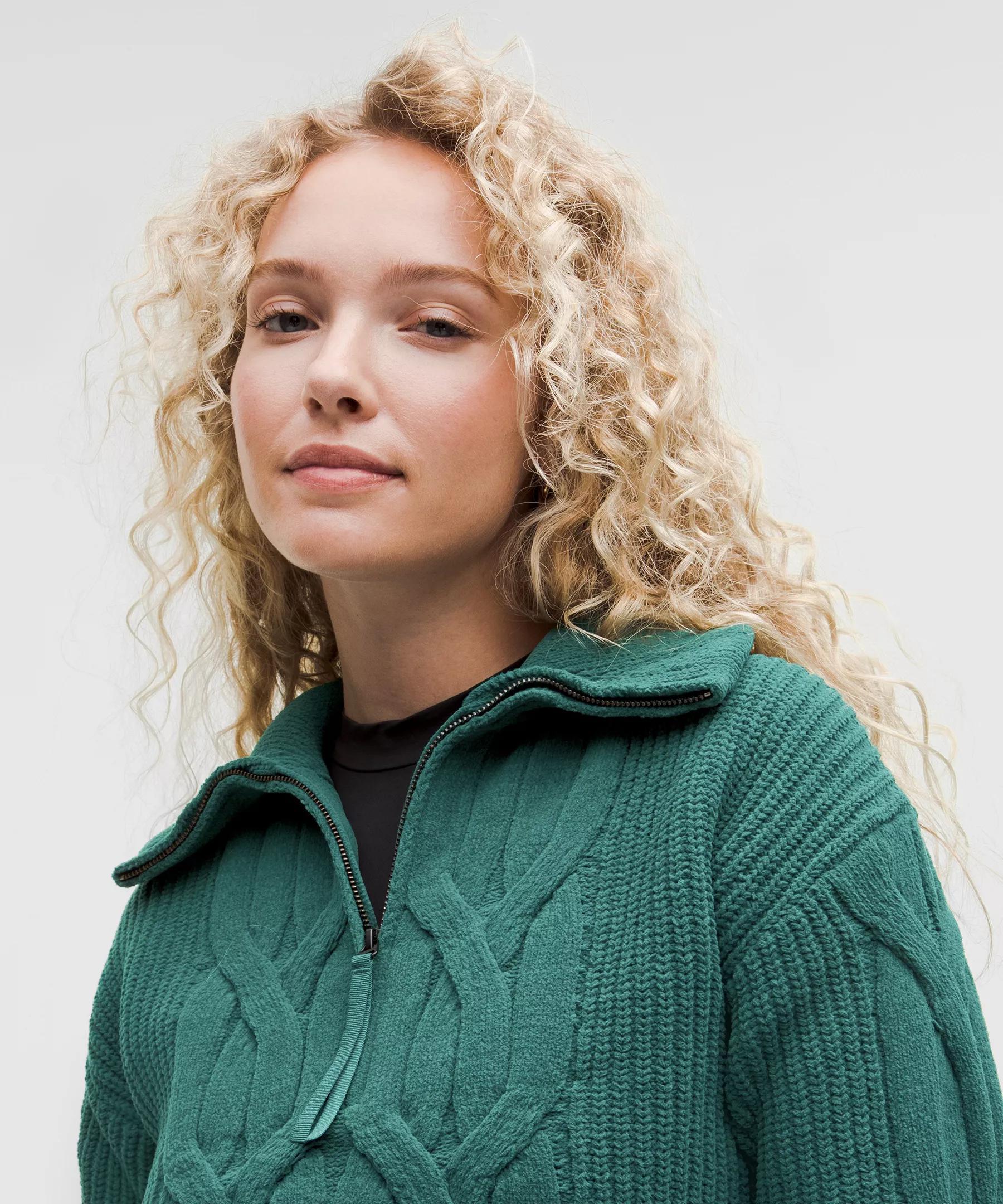 Cable-Knit Oversized Half Zip Product Image