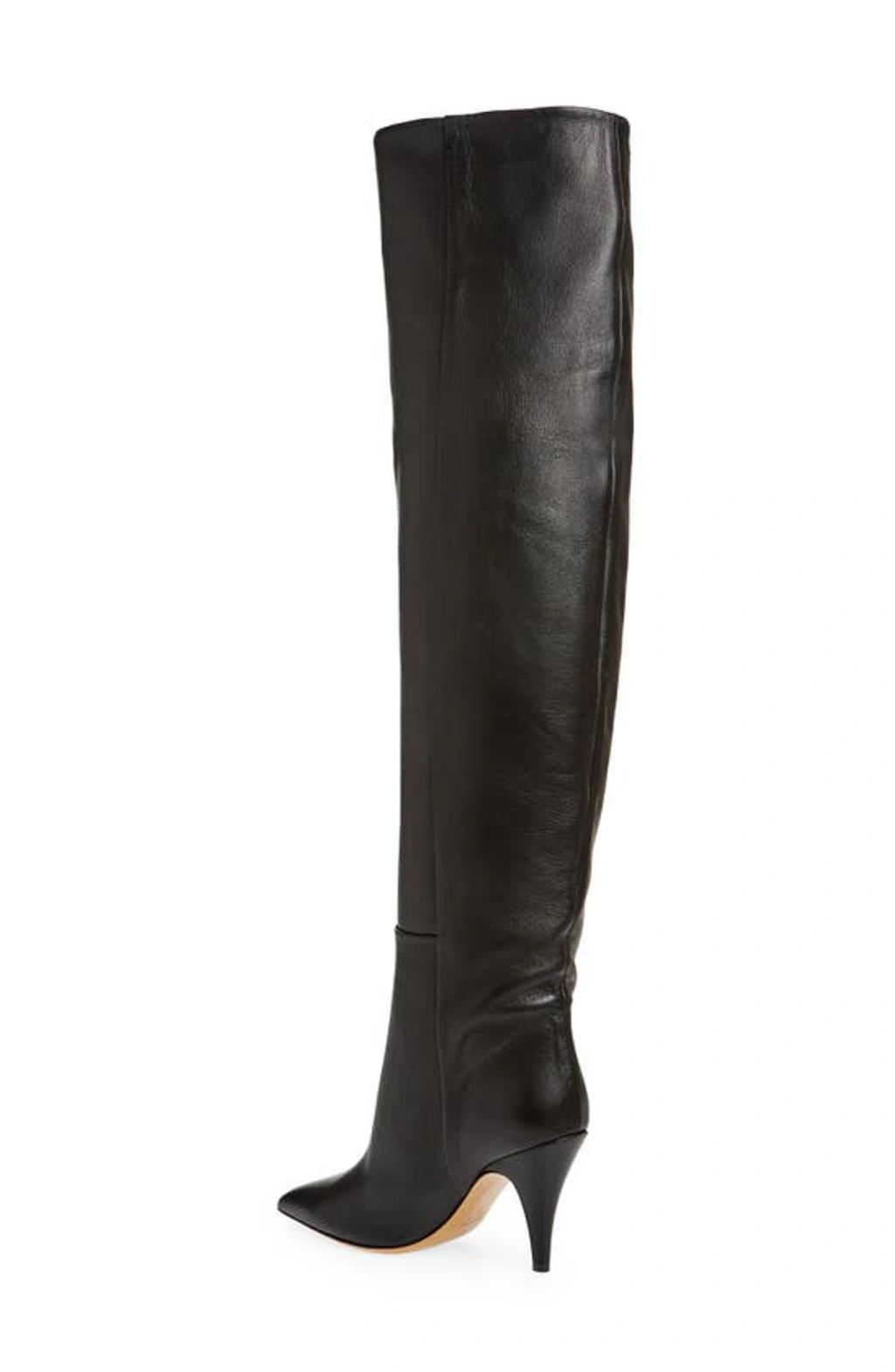 KHAITE 90mm River Knee High Leather Boots In Black Product Image