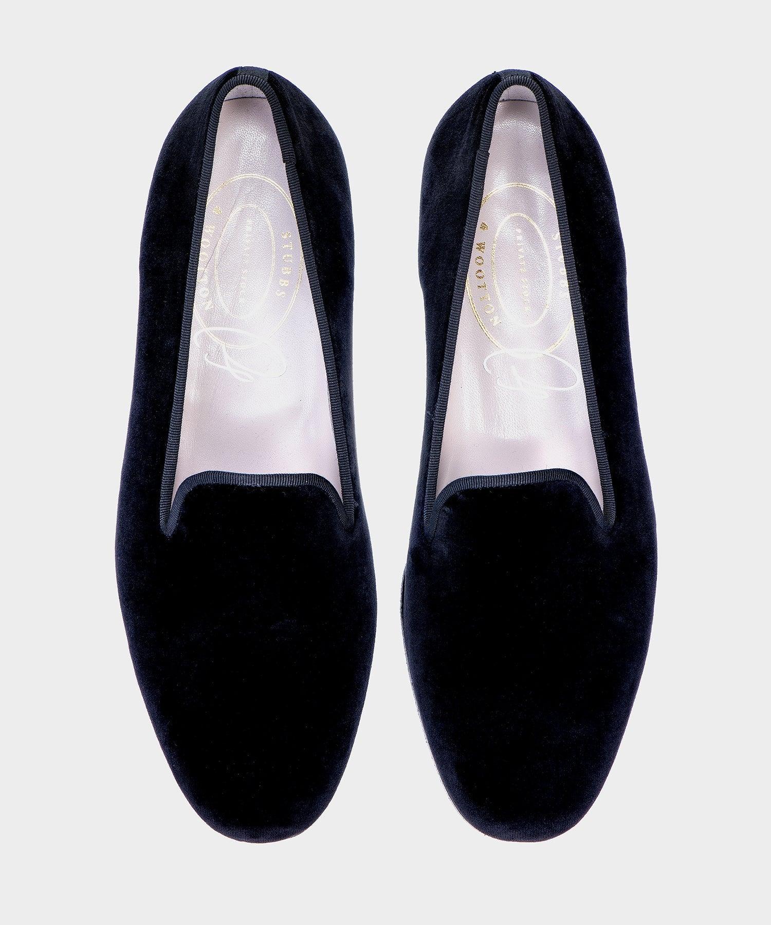 Stubbs & Wootton Black Velvet Slippers Product Image