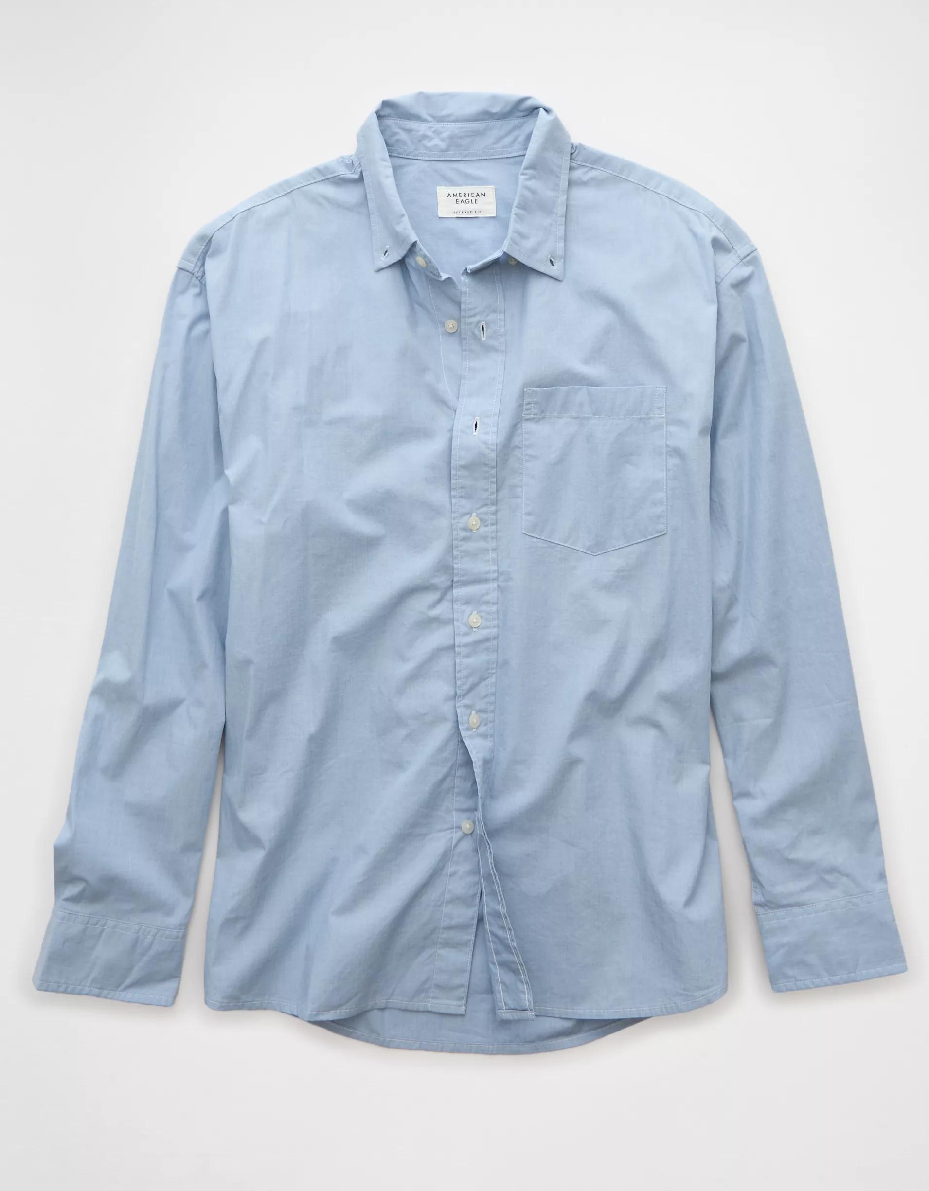 AE Everyday Relaxed Poplin Button-Up Shirt Product Image