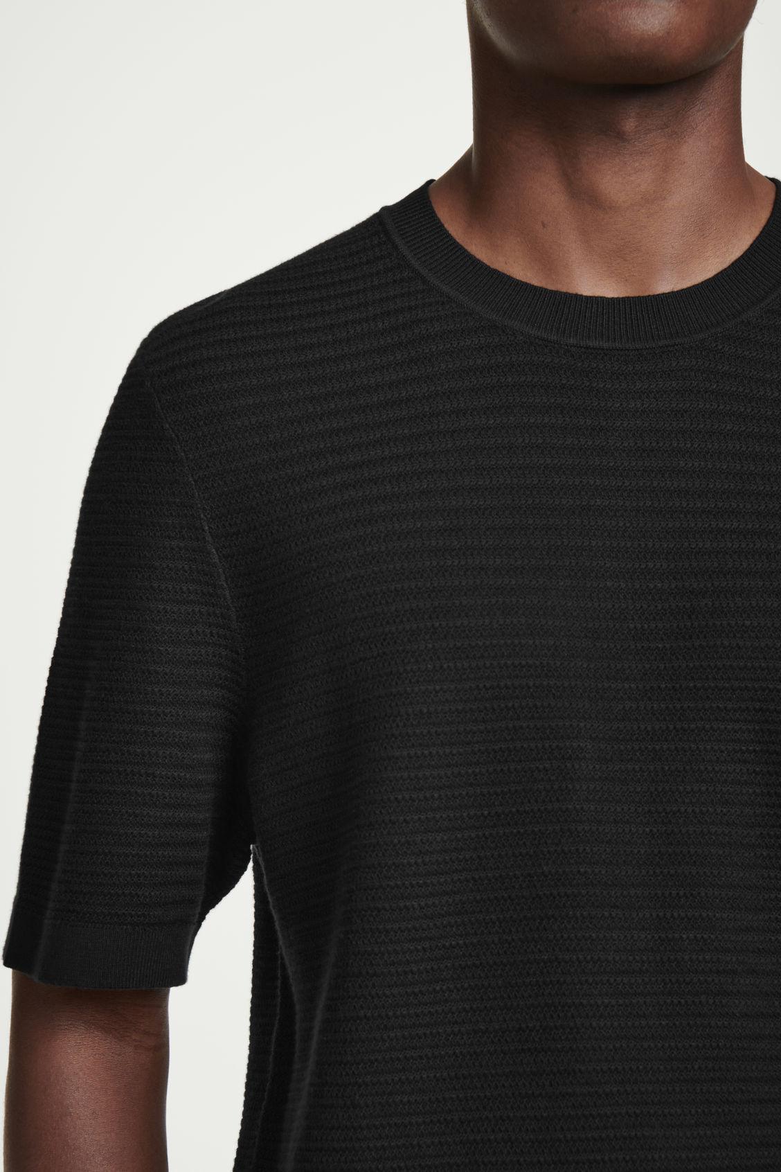 TEXTURED KNITTED COTTON T-SHIRT Product Image