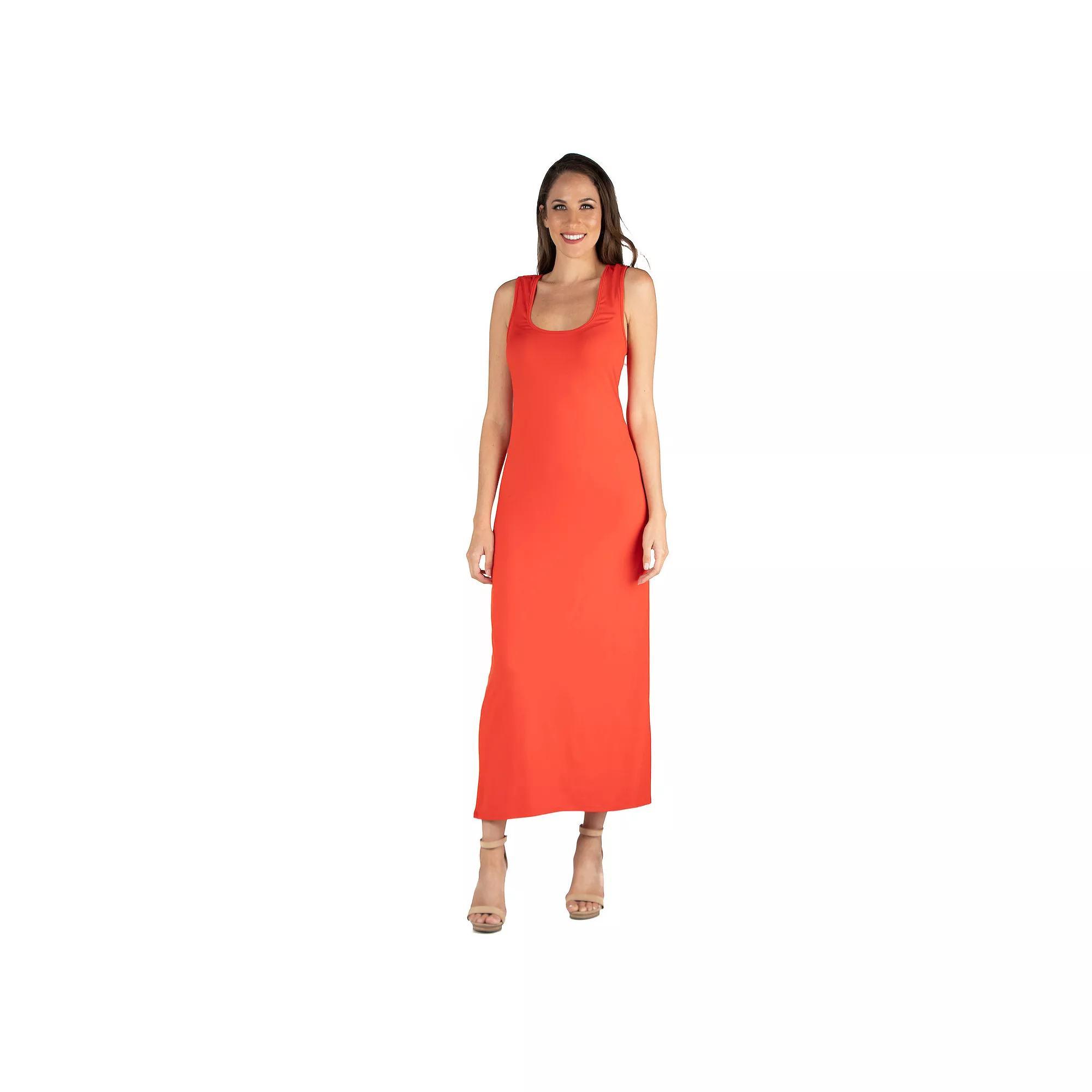 Women's 24seven Comfort Apparel Scoop Neck Racerback Tank Top Maxi Dress,  Product Image