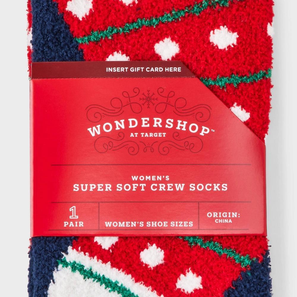 Womens Stocking Pup Cozy Christmas Crew Socks with Gift Card Holder - Wondershop Navy 4-10 Product Image