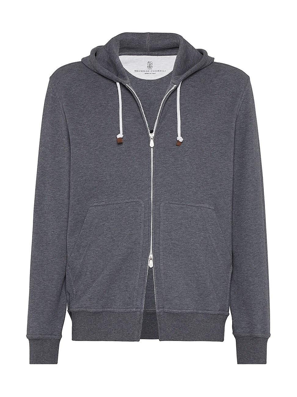 Mens French Terry Double Cloth Hooded Sweatshirt with Zipper Product Image