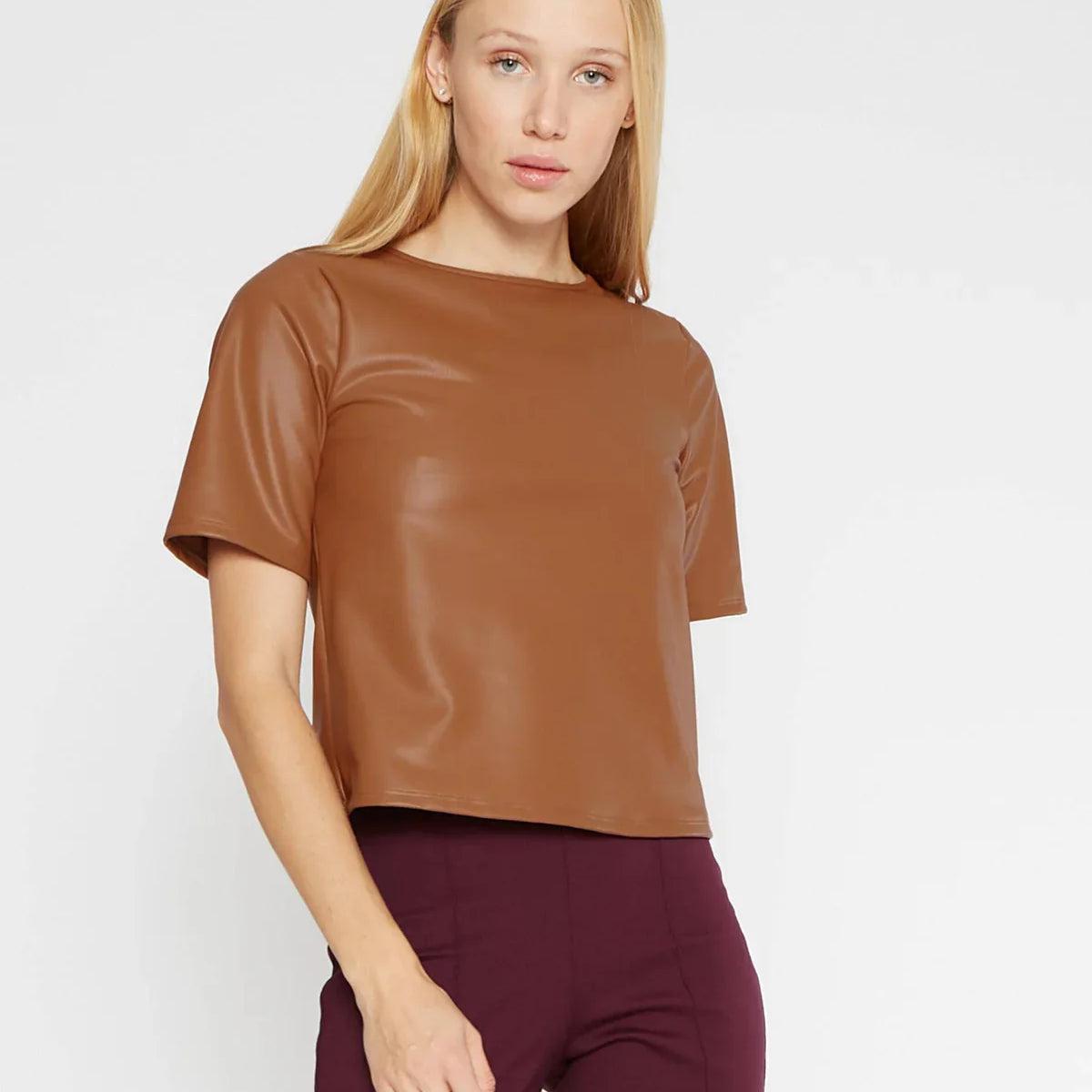 Ripley Rader Vegan Leather Short Sleeve Top Product Image
