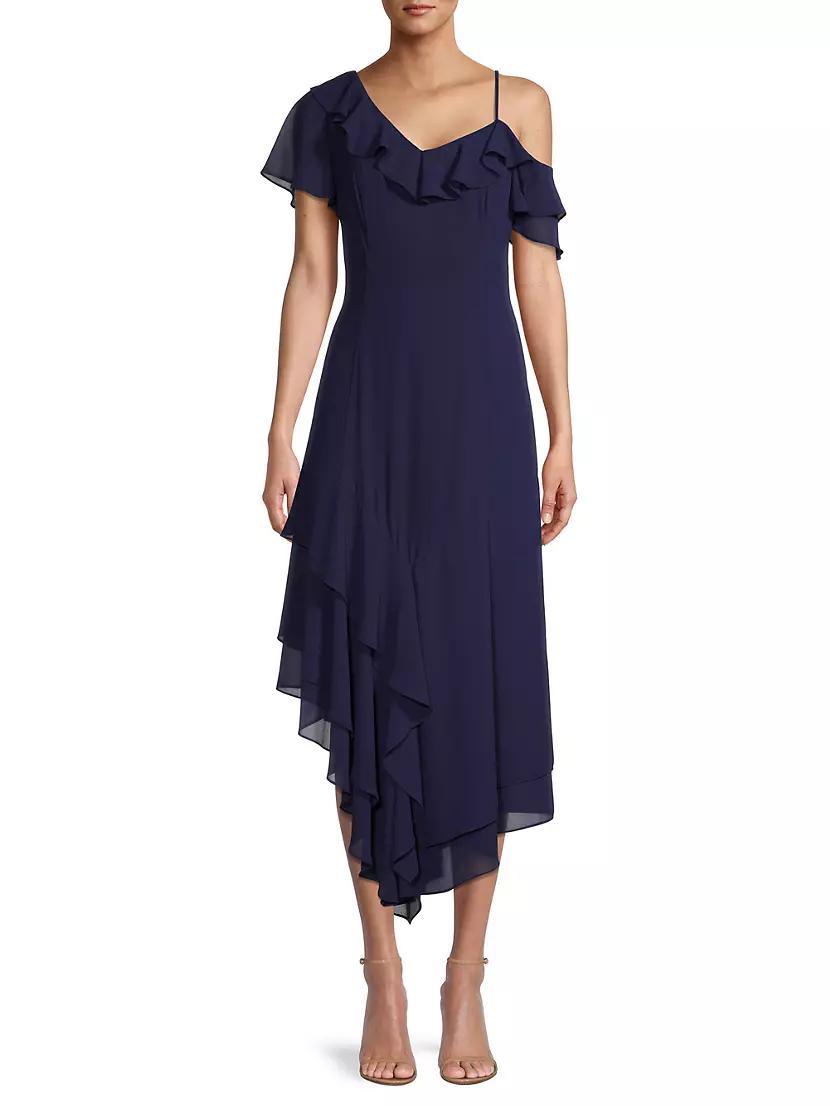 Asymmetric Ruffle Midi-Dress Product Image