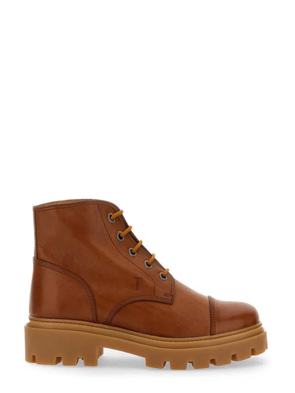 TOD'S Lace-up Ankle Boots In Brown Product Image