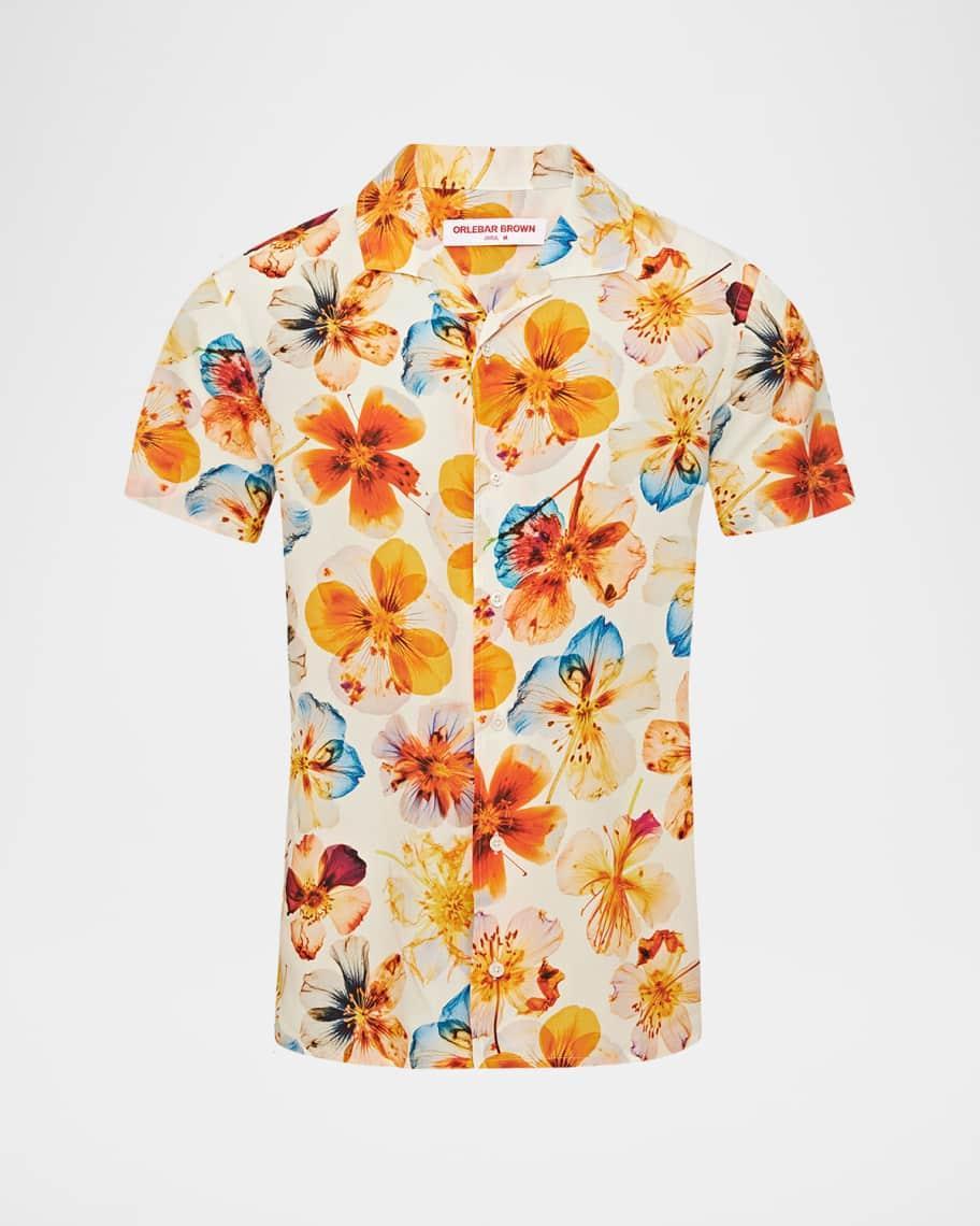 Mens Lyocell Floral-Print Camp Shirt Product Image