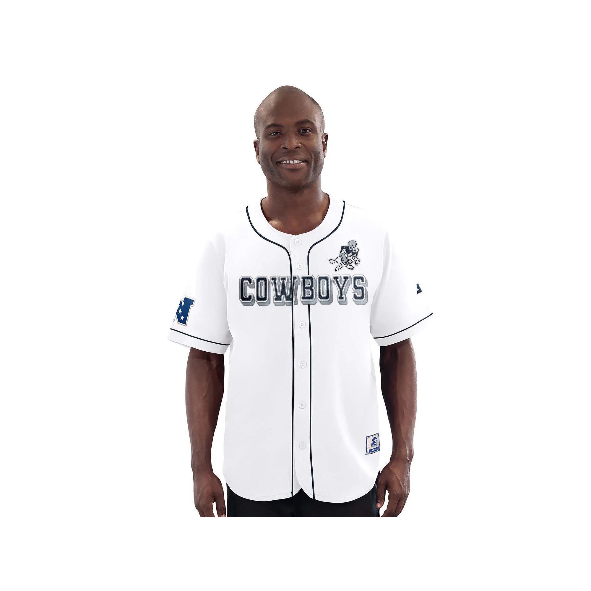 Men's G-III Sports by Carl Banks White Dallas Cowboys Throwback Relay Baseball Jersey,  Product Image