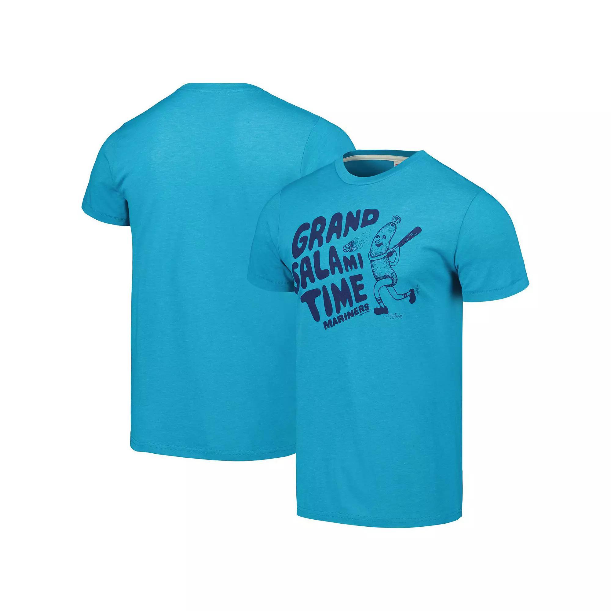 Men's Homage  Aqua Seattle Mariners Grand Salami Time Hyper Local Tri-Blend T-Shirt, Size: Small, Turquoise A Product Image