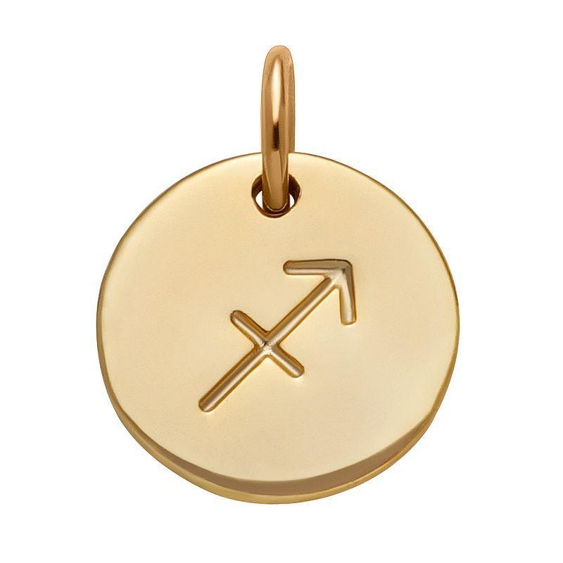 PRIMROSE 18k Gold Over Silver Etched Zodiac Disc Charm, Womens, Gold Tone Leo Product Image