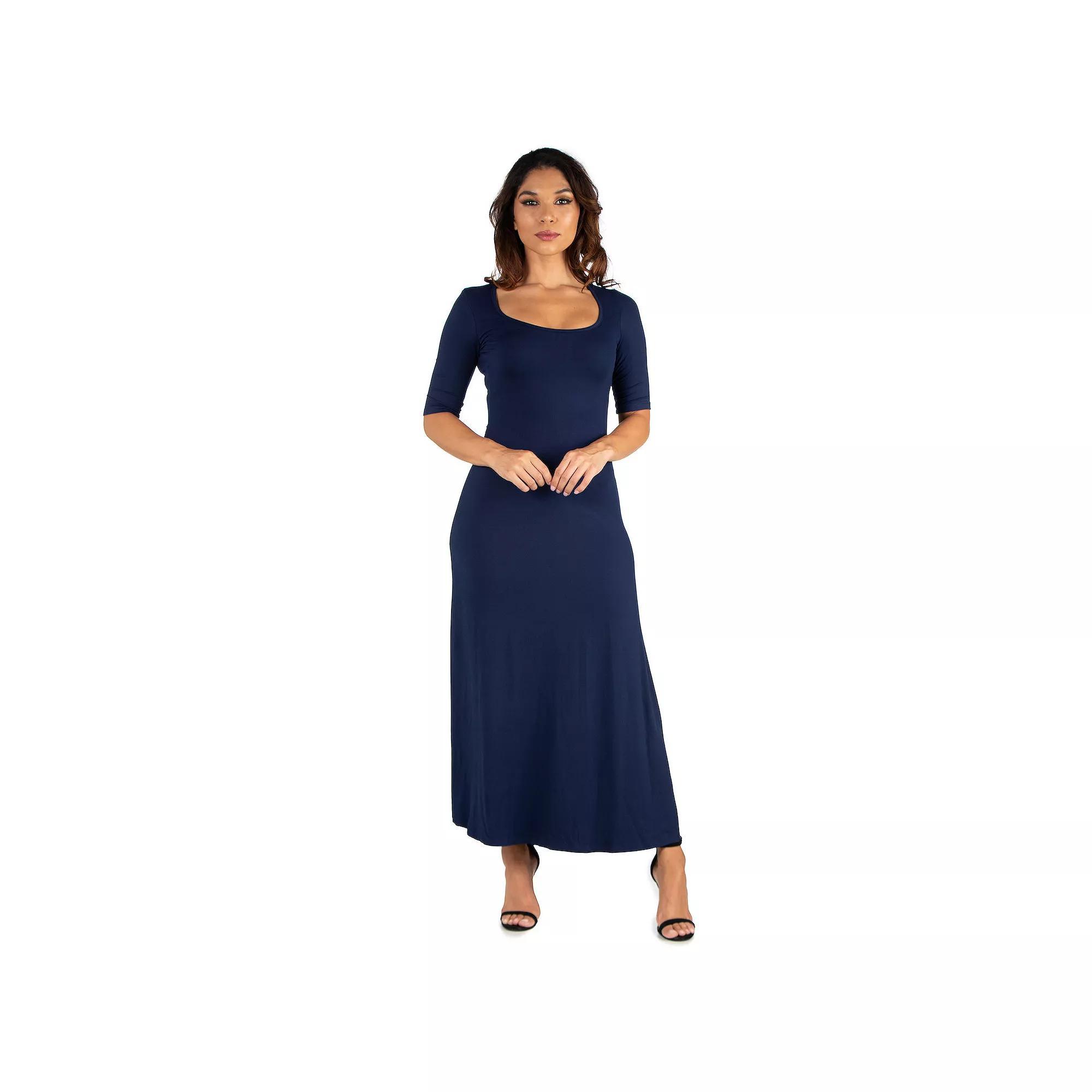 Women's 24seven Comfort Apparel Scoopneck Maxi Dress,  Product Image