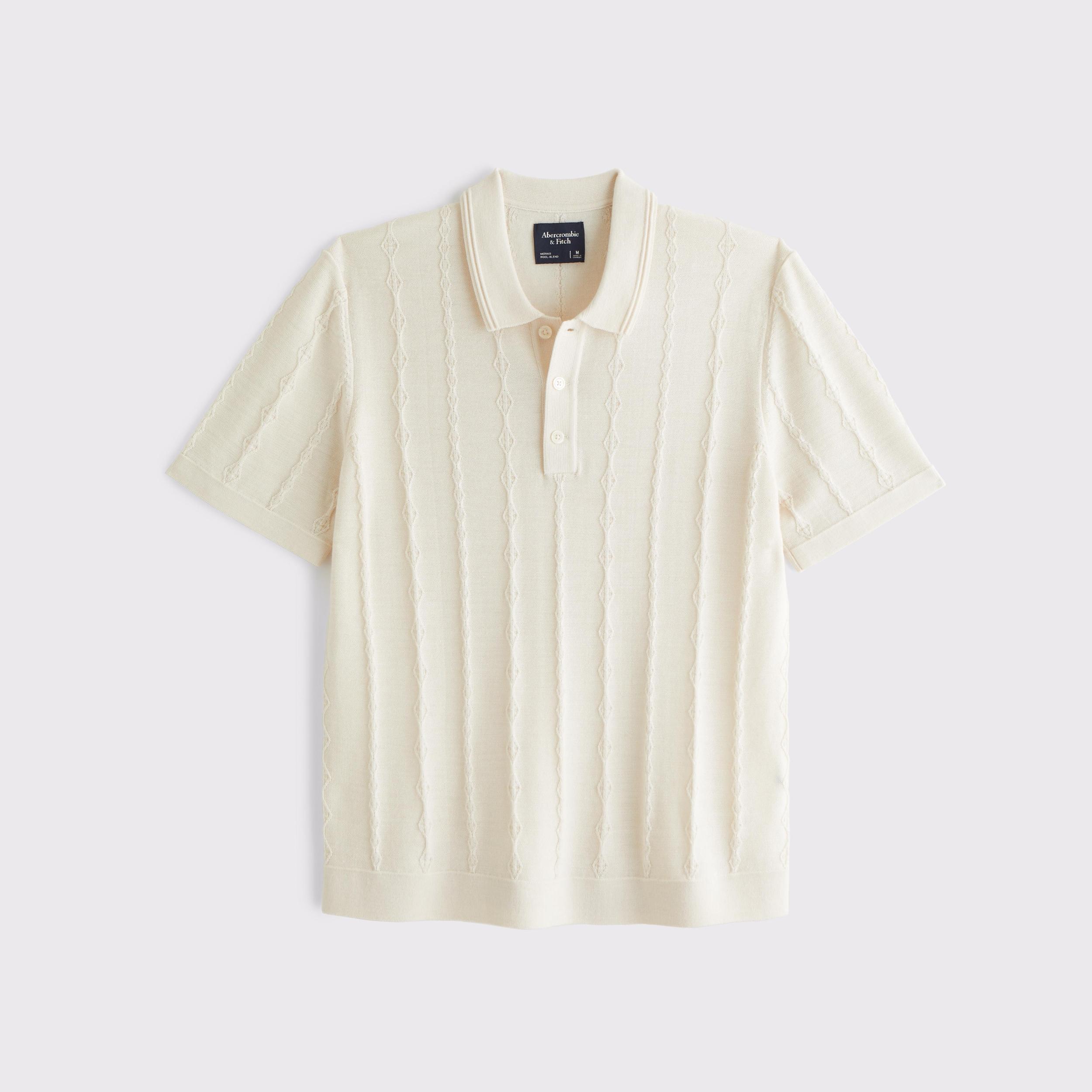 Merino Wool-Blend Stitch 3-Button Sweater Polo Product Image