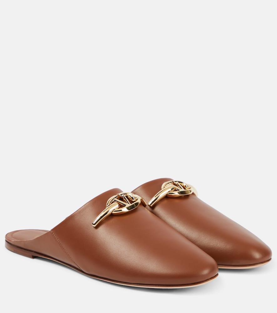 VALENTINO GARAVANI Vlogo Signature Leather Mules In Brown Product Image