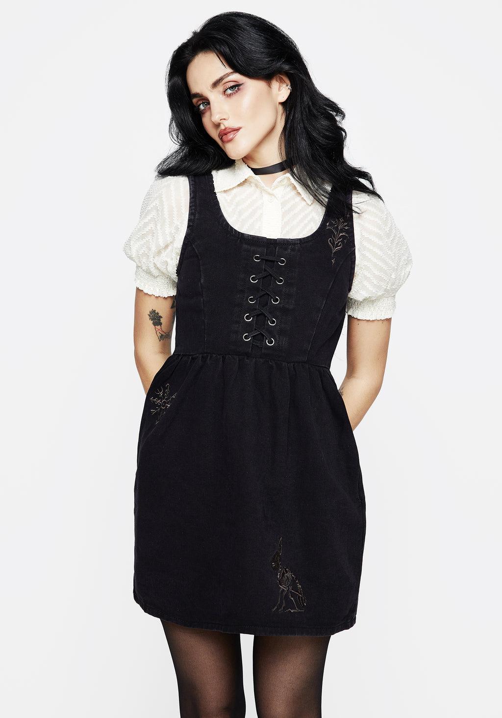 Hester Embroidered Lace Up Corset Mini Dress Product Image