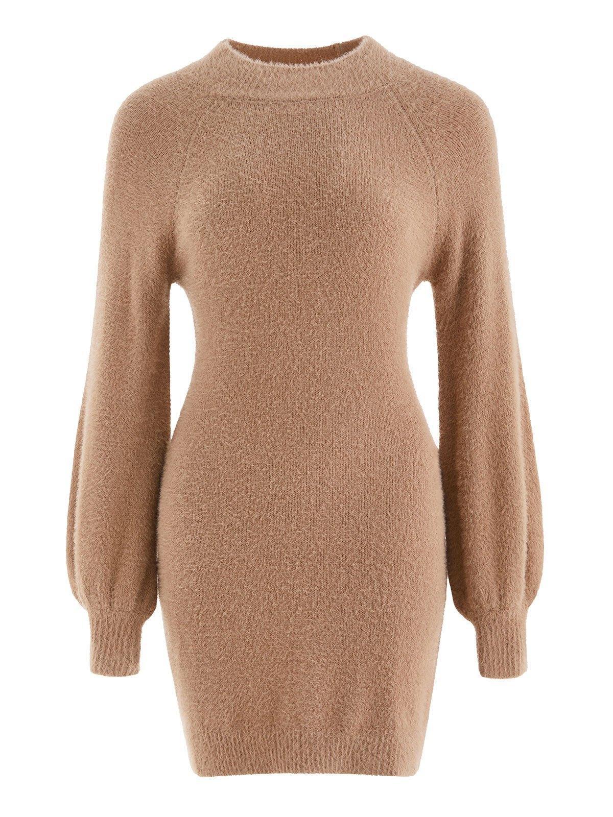Solid Fuzzy Sweater Dress Product Image