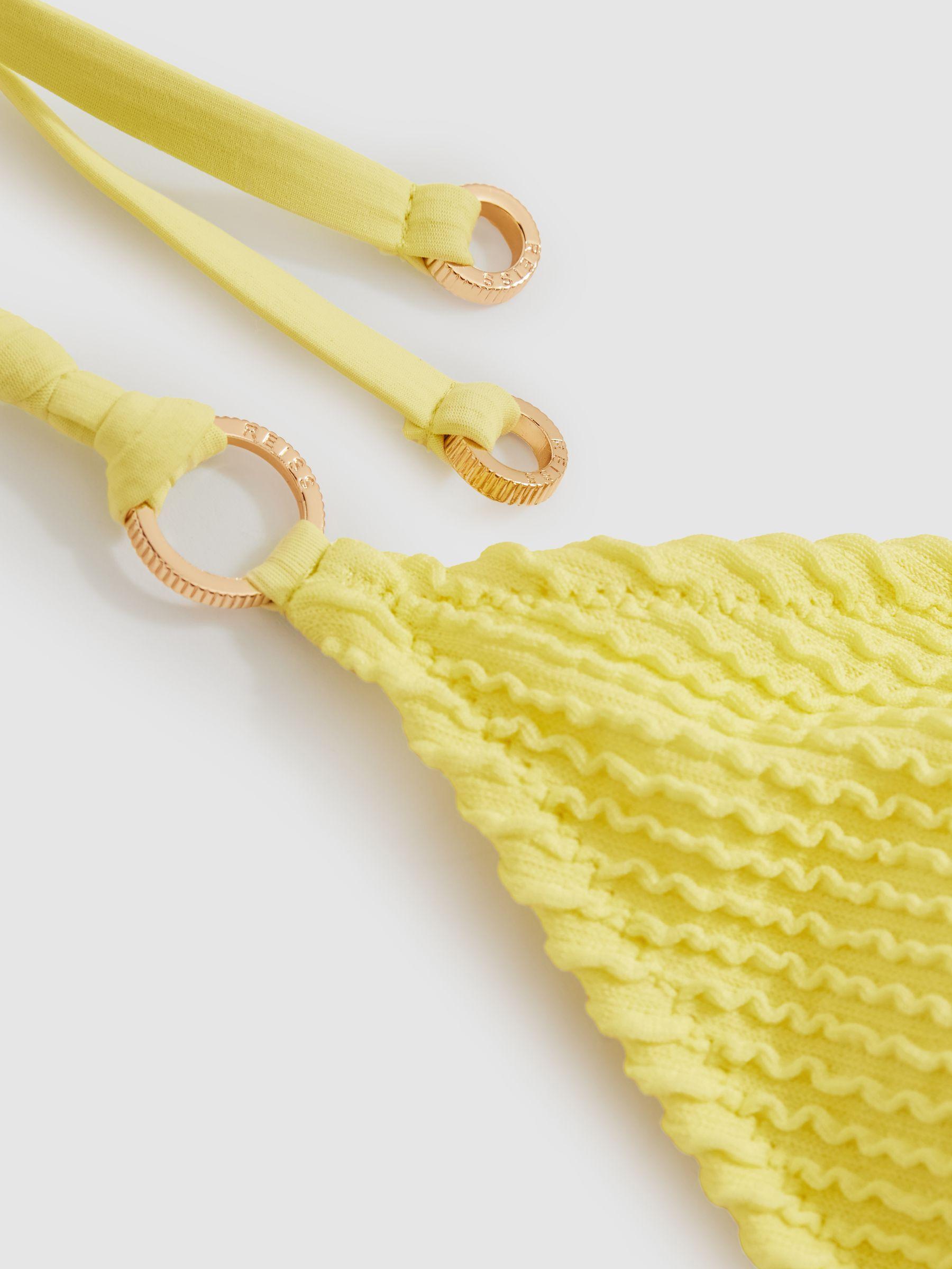 Printed Triangle Bikini Top in Lemon Yellow Product Image