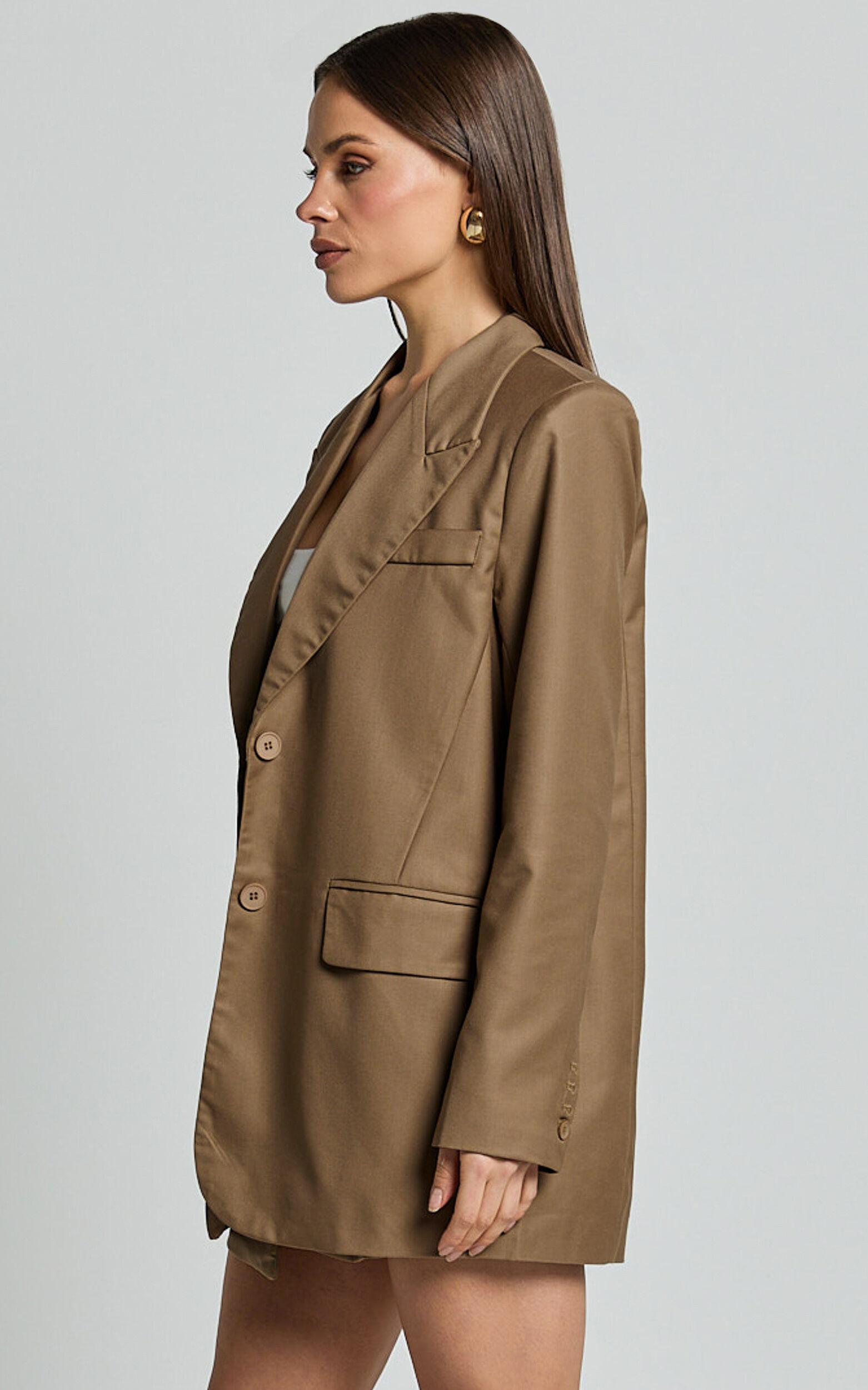 Haidy Blazer - Single Breasted Boyfriend Blazer in Taupe Product Image