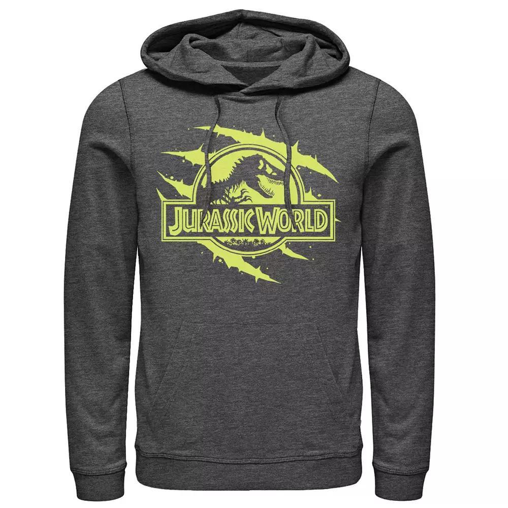 Men's Jurassic World Neon Slash T-Rex Fossil Logo Graphic Pullover Hoodie,  Product Image