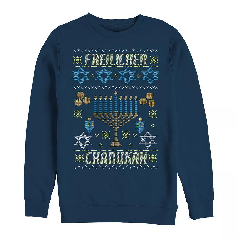 Mens Freilichen Chanukah Menorah Knit Style Fleece Blue Product Image